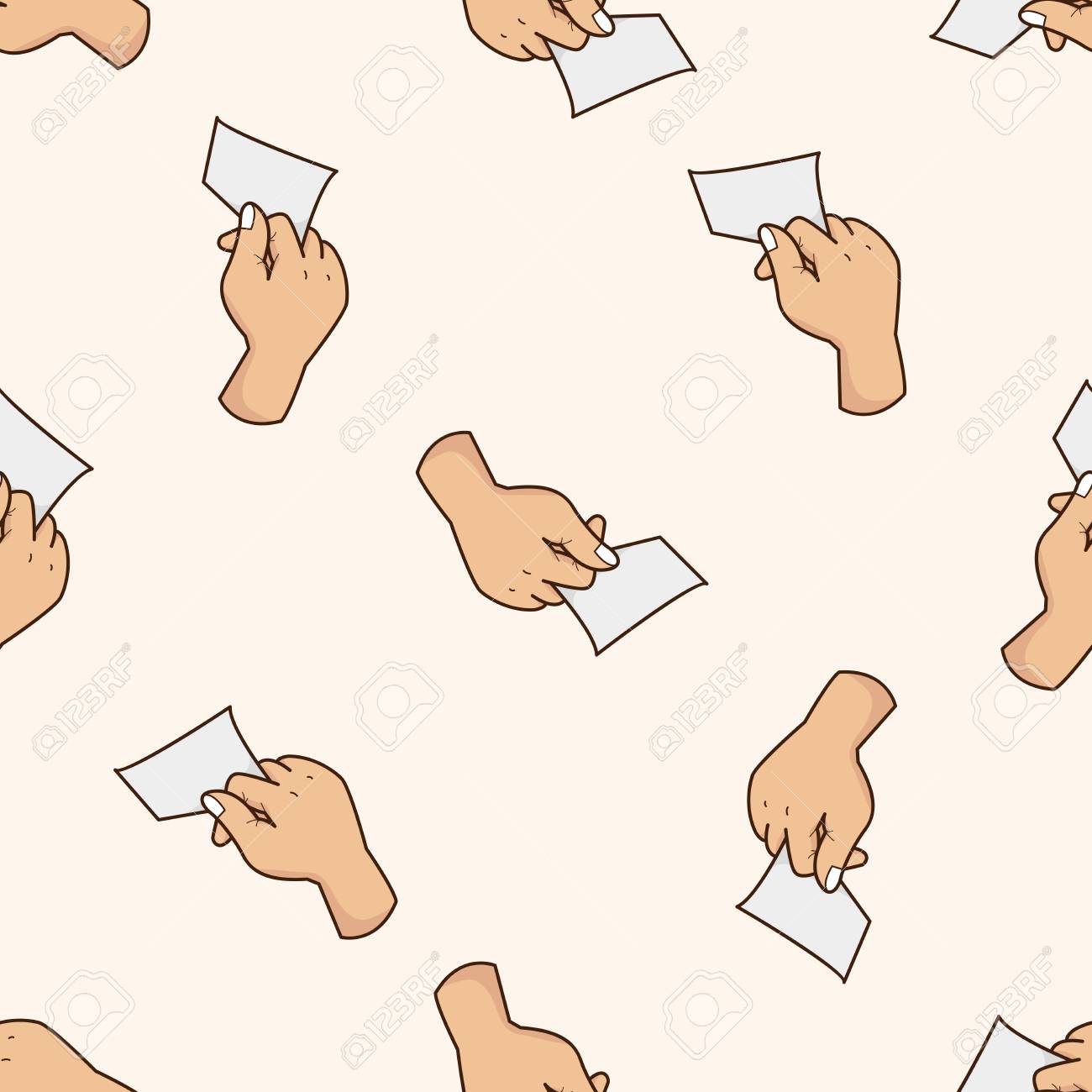 漫画のシームレスなパターン背景紙を持つ手 のイラスト素材 ベクタ Image