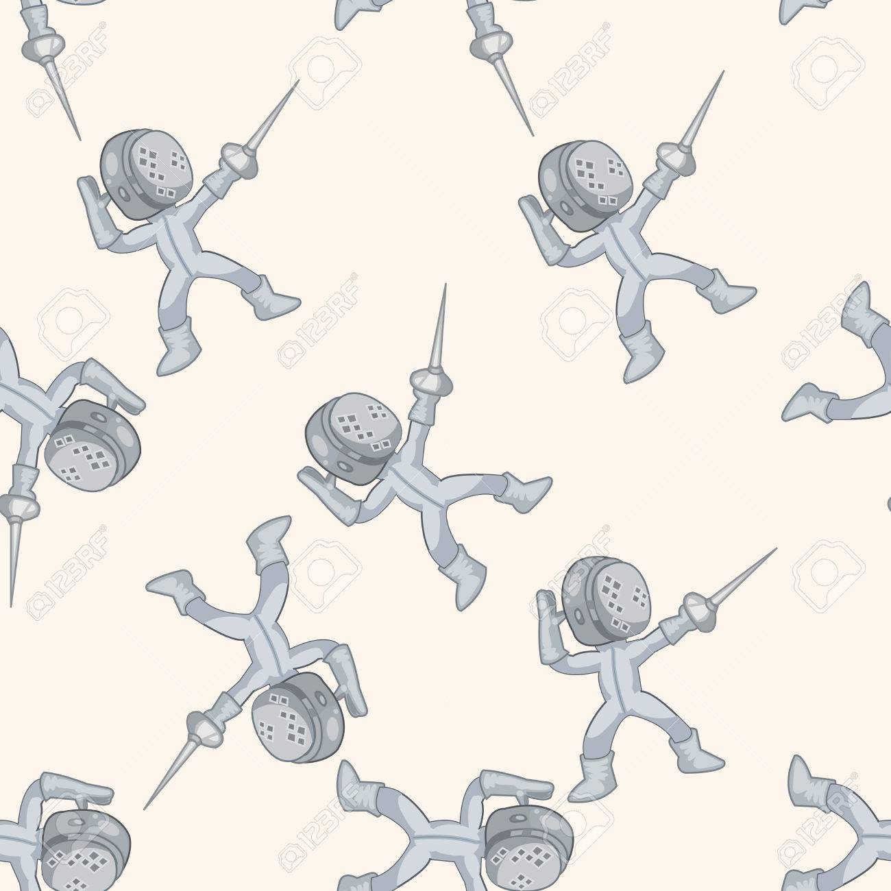 フェンシング 漫画のシームレスなパターン背景 の写真素材 画像素材 Image