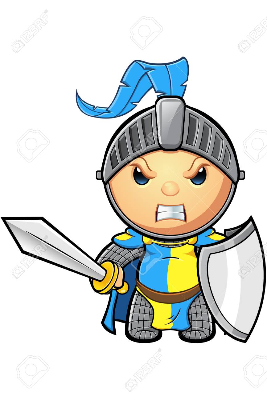 Bleu Et Jaune Chevalier Caractère Clip Art Libres De Droits , Svg ,  Vecteurs Et Illustration. Image 28095351.