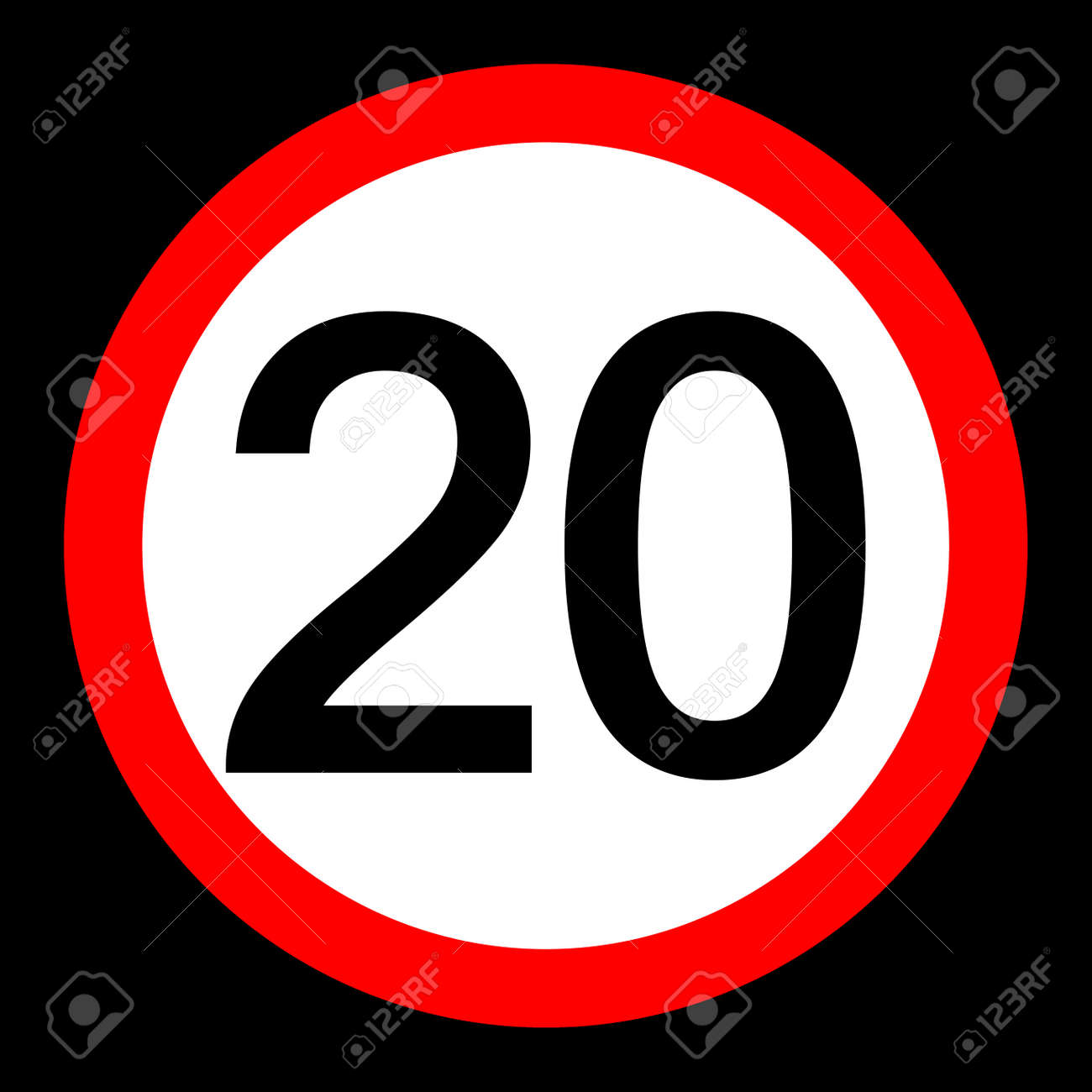 Round Traffic Sign, Speed Limit 20 Km/h. Royalty Free SVG, Cliparts,  Vectors, and Stock Illustration. Image 169224163., image size:1300x1300