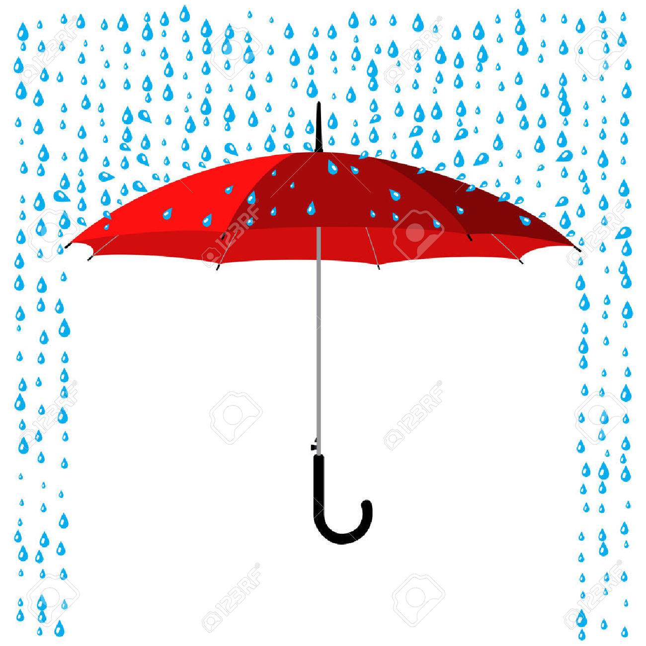 Abierta Clásica Palillo Paraguas Rojo Bajo La Lluvia Ilustraciones Vectoriales, Clip Art Vectorizado Libre De Derechos. Image 42021733.