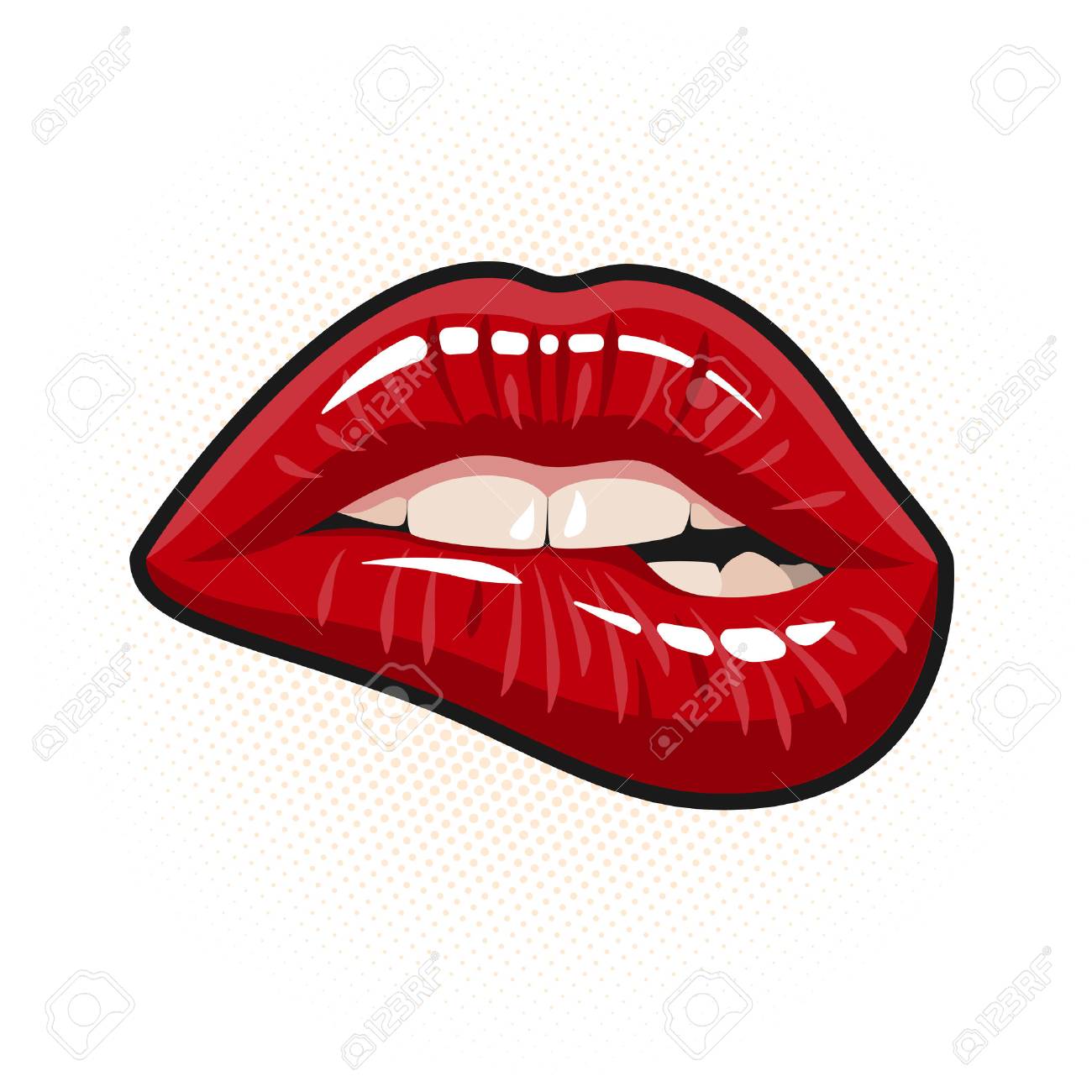 Offener Mund Mit Roten Lippen Beißen Lizenzfrei nutzbare SVG,  Vektorgrafiken, Clip Arts, Illustrationen. Image 44604329.