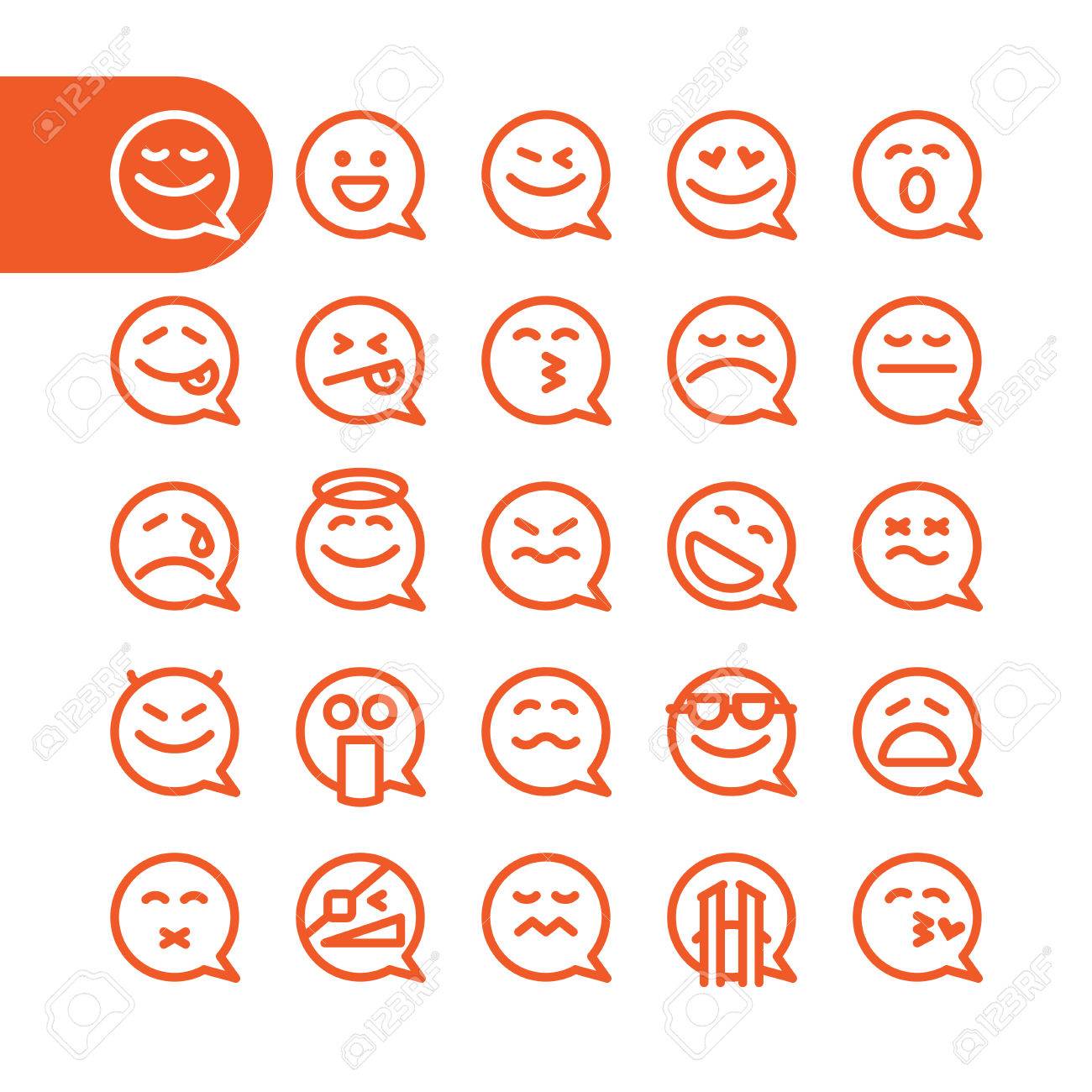 Fat Line Icon Set of speech bubble emoticons for web and mobile. Modern minimalistic flat design elements of speech bubble emoji isolated on white background, vector illustration. - 53202248 Fat Line Icon Set of speech bubble emoticons for web and mobile. Modern minimalistic flat design elements of speech bubble emoji isolated on white background, vector illustration. - 53202248
