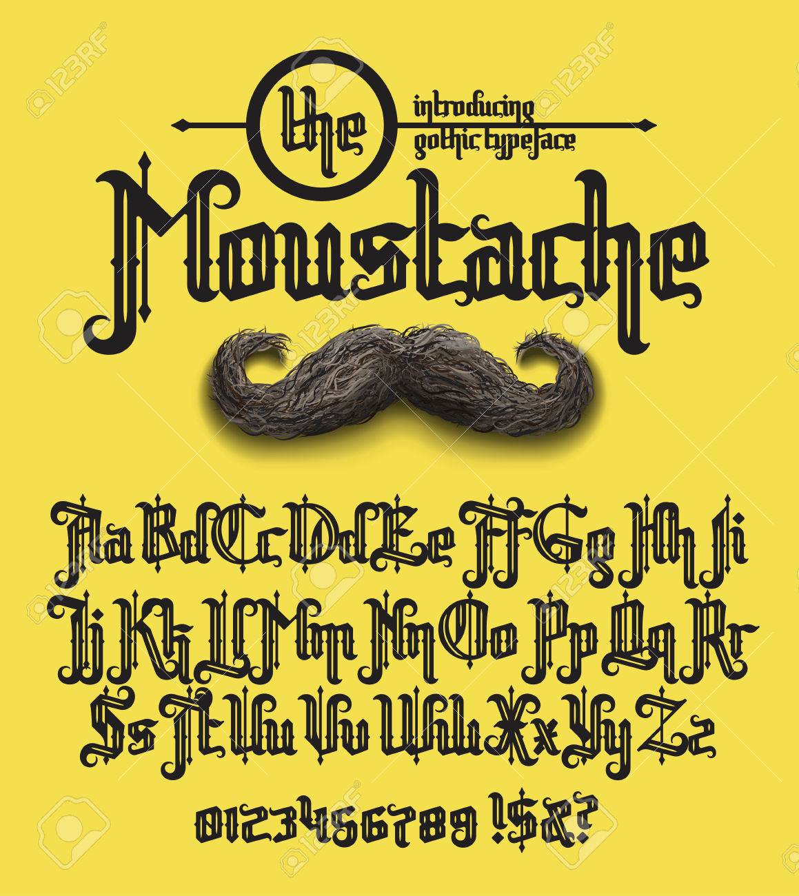 装飾的なゴシック書体 口ひげ ストックのレタリングの図 のイラスト素材 ベクタ Image