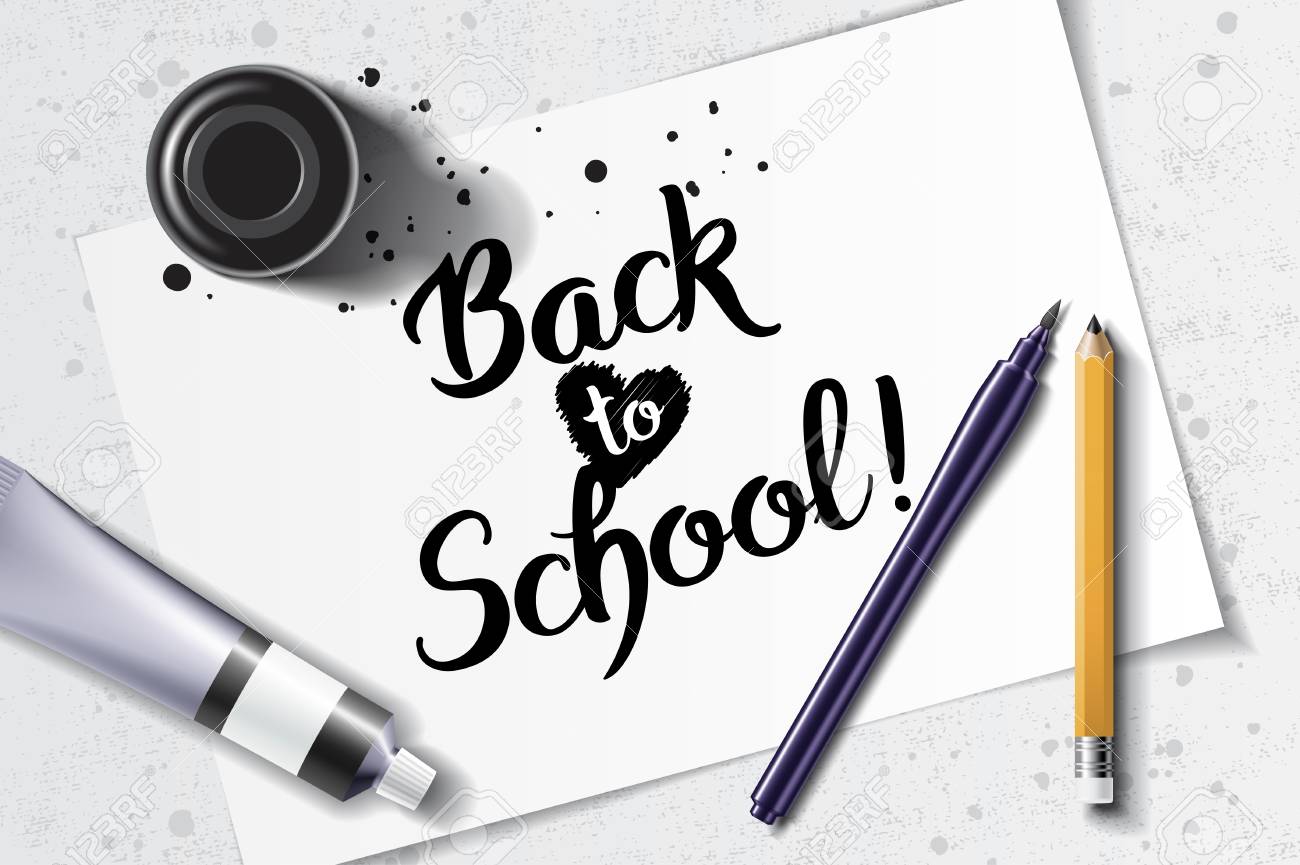 Download Welcome Back To School Handdrawn Lettering With Calligraphy Mockup Royalty Free Cliparts Vectors And Stock Illustration Image 81841268