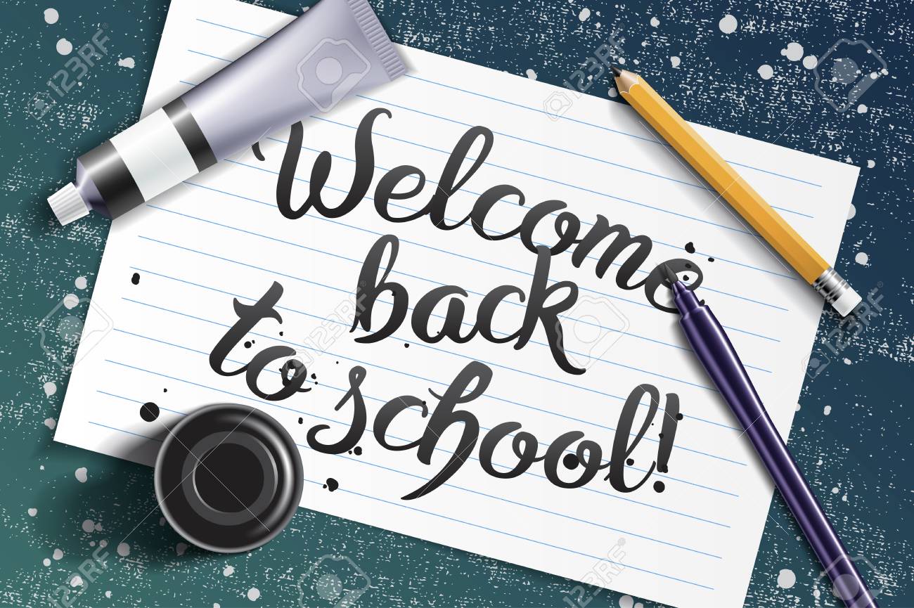 Download Welcome Back To School Handdrawn Lettering With Calligraphy Mockup Royalty Free Cliparts Vectors And Stock Illustration Image 85491970