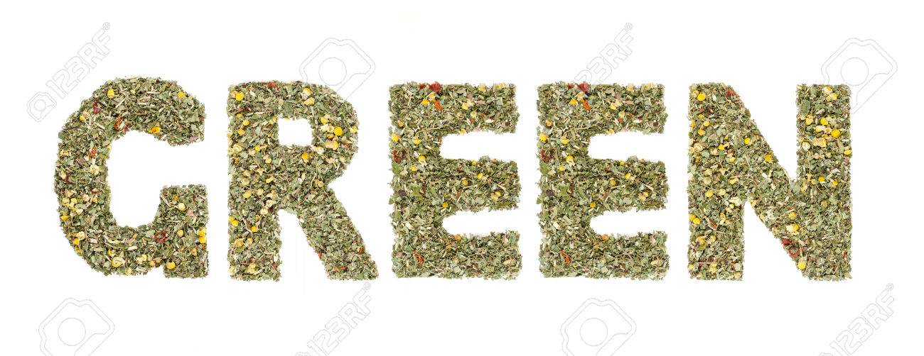 単語グリーン ハーブとお茶の葉をスペルアウト の写真素材 画像素材 Image