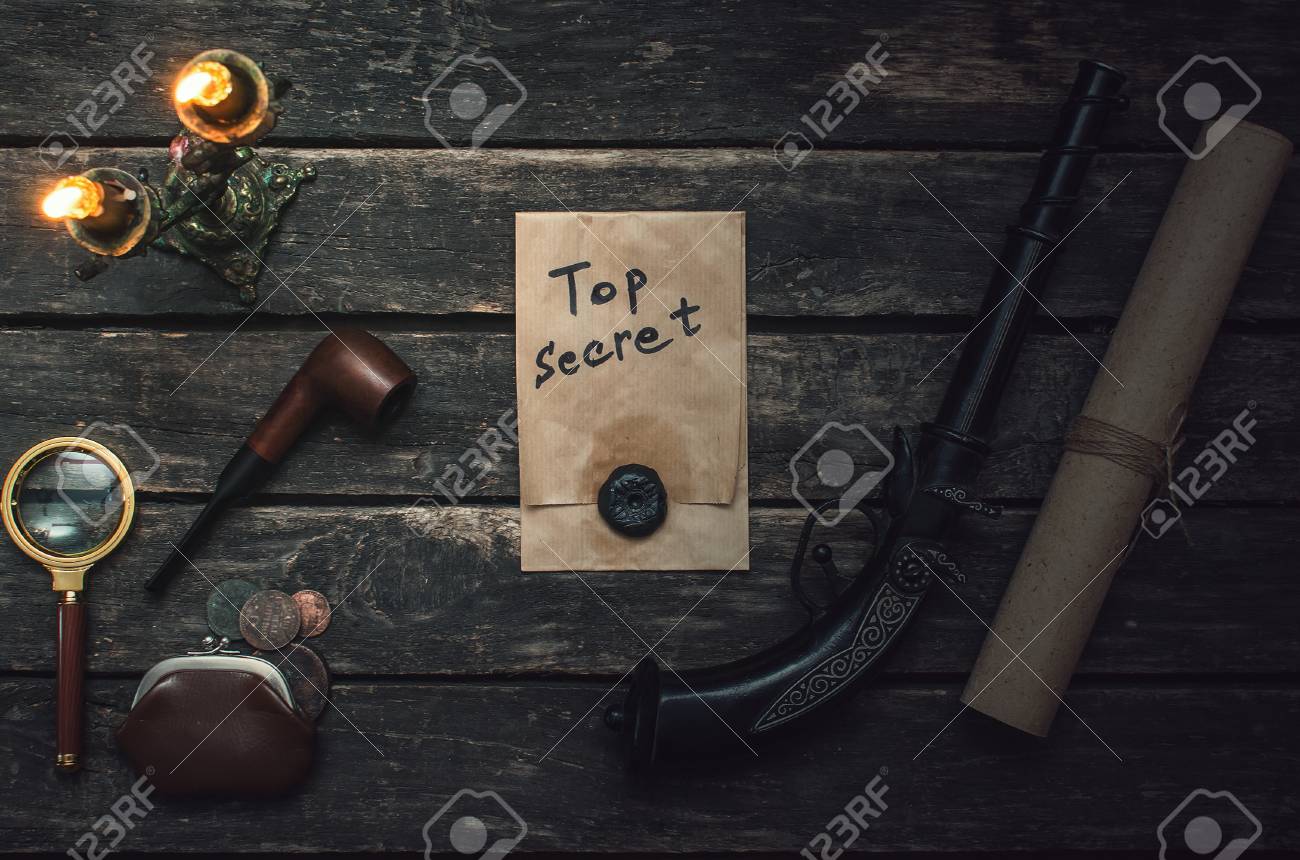 Top Secret Documents File Magnifying Glass Smoking Pipe And Stock Photo Picture And Royalty Free Image Image