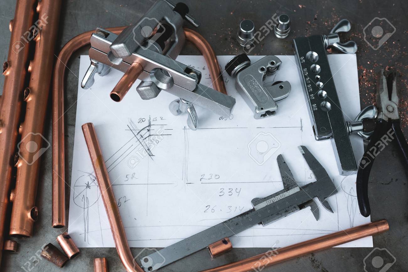 Pipe Fitter Tools >> Brass Pipes Pipe Rammer Pipe Cutter Tool Calipers Pliers Stock Pipe Fitter Tools >> Brass Pipes Pipe Rammer Pipe Cutter Tool Calipers Pliers Stock