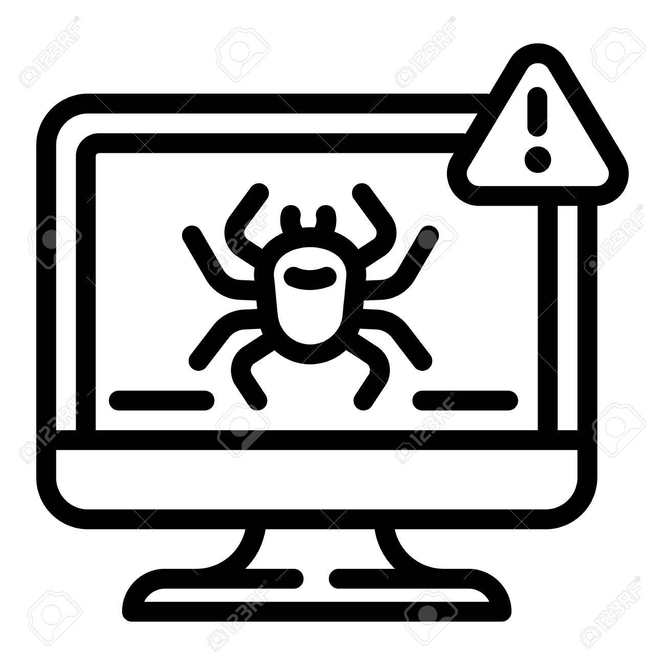 Computer Virus Detection Icon. Outline Computer Virus Detection Vector Icon  For Web Design Isolated On White Background Клипарты, SVG, векторы, и Набор  Иллюстраций Без Оплаты Отчислений. Image 110623349