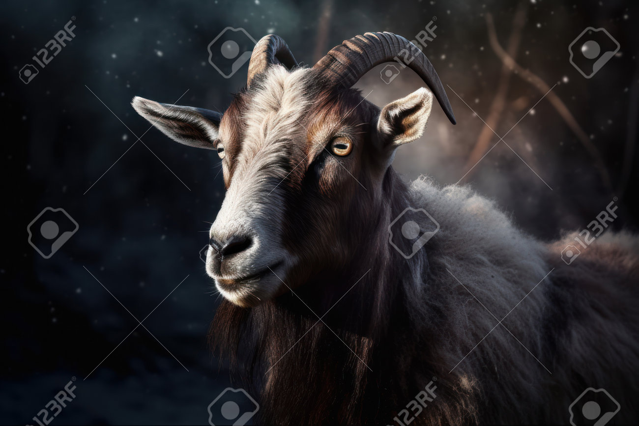Male Goat. Nature Horn Animal. Generate AI Stock Photo, Picture and Royalty  Free Image. Image 201644165.