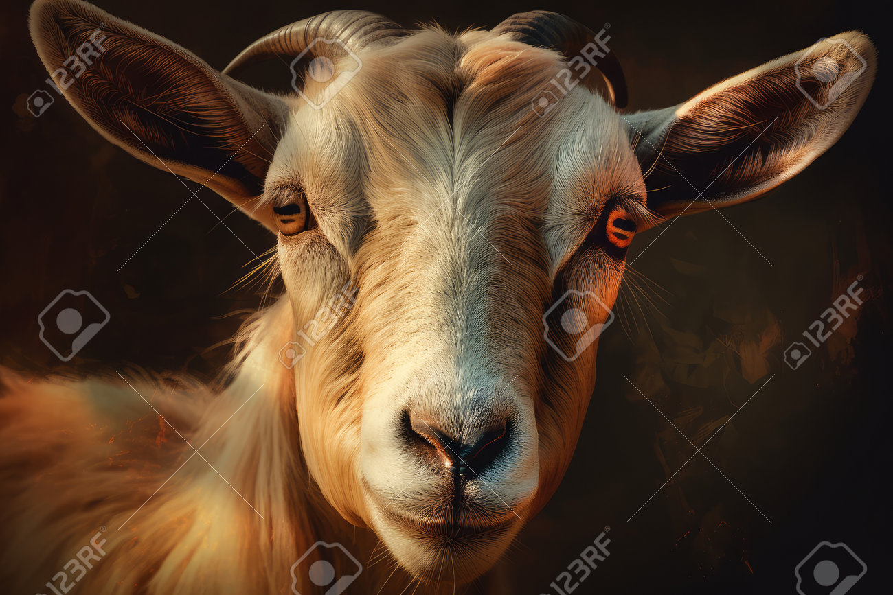 Goat White Face. Farm Animal. Generate AI Stock Photo, Picture and Royalty  Free Image. Image 206355600.