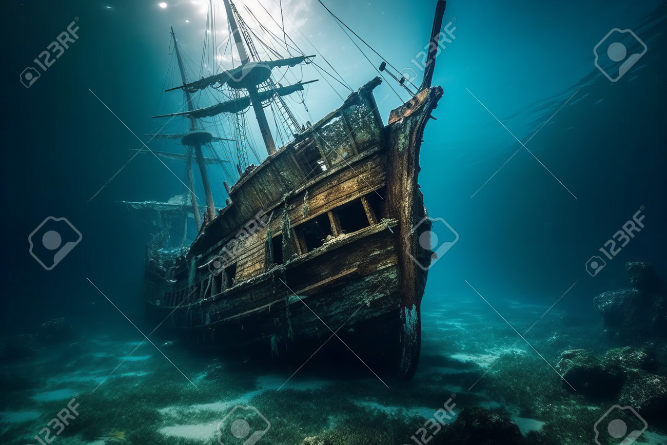 海底の難破船(田中 資幸 作) 海底の難破船(田中 資幸 作) 錆と藻で覆われた水中