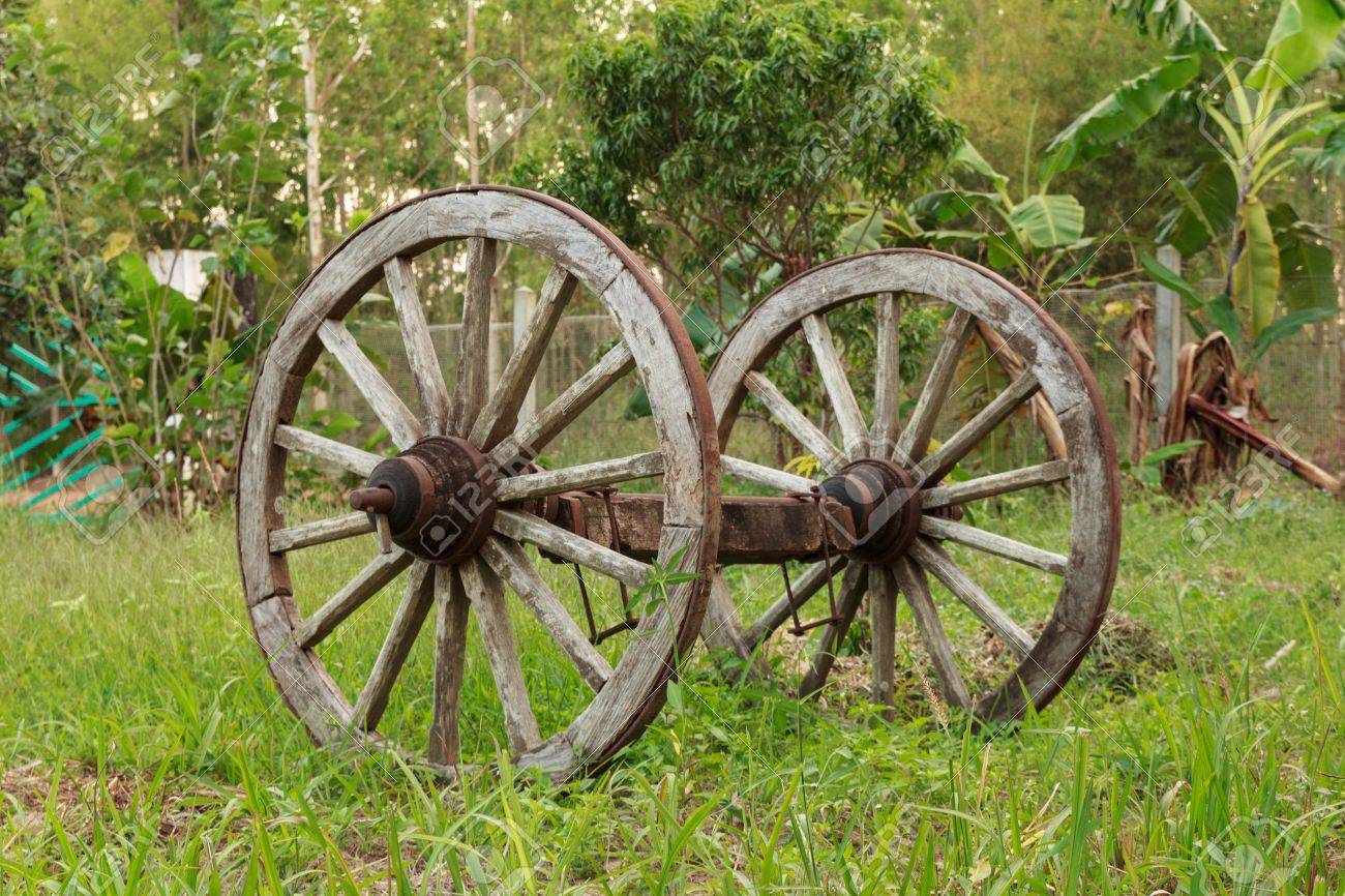 昔の牛車の車輪です。