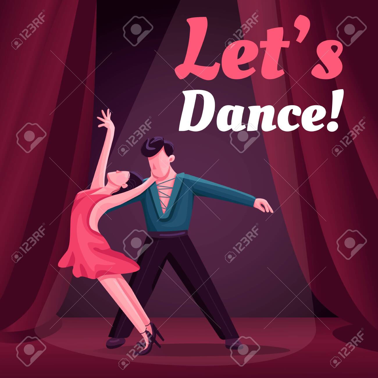 Rumba Classes Social Media Post Mockup Lets Dance Phrase Web Royalty Free Cliparts Vectors And Stock Illustration Image 140677513