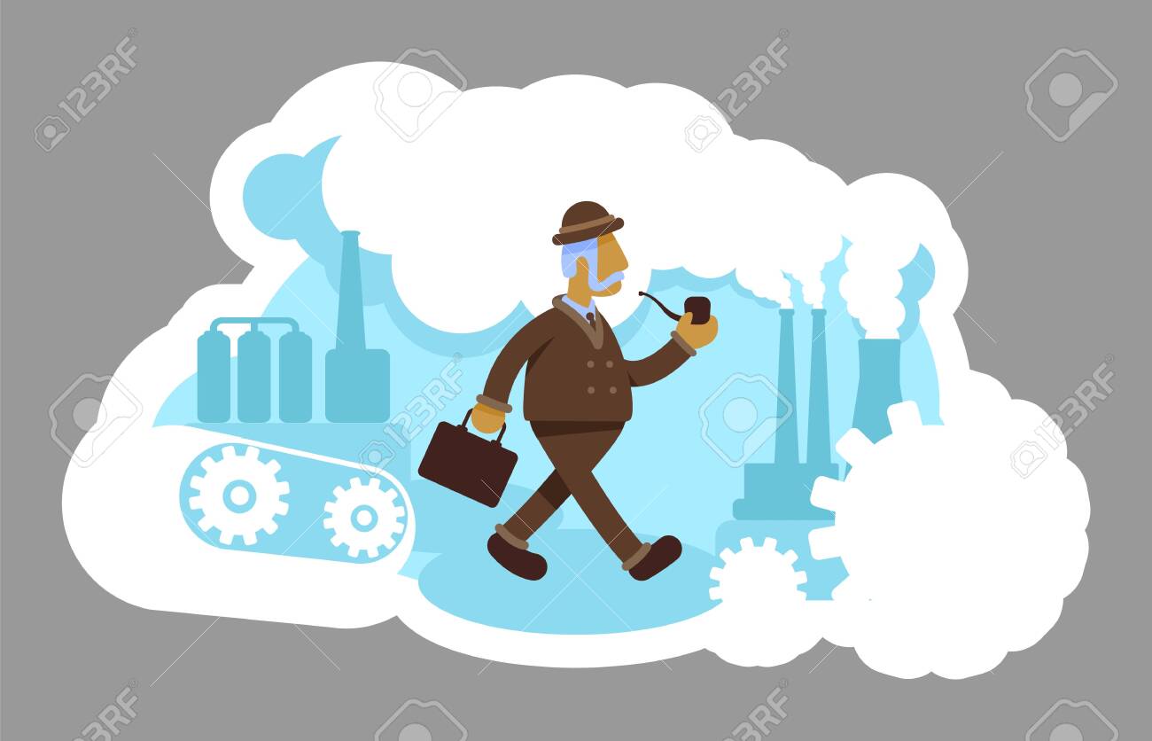Industrialist 2D Vector Web Banner, Poster. Smog From Urban Facility. Heavy  Industry. Factory Worker Flat Characters On Cartoon Background. Labor  Printable Patches, Colorful Web Elements Royalty Free SVG, Cliparts,  Vectors, and Stock, image size:1300x836