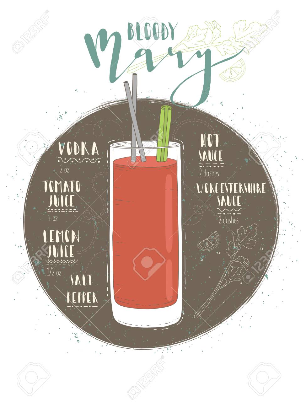 カクテルブラッディメアリーのイラストのイラスト素材 ベクタ Image