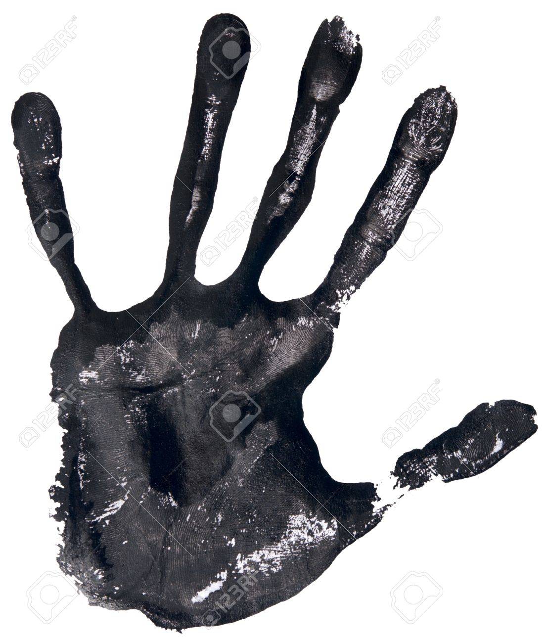 黒い手 白で印刷 の写真素材 画像素材 Image