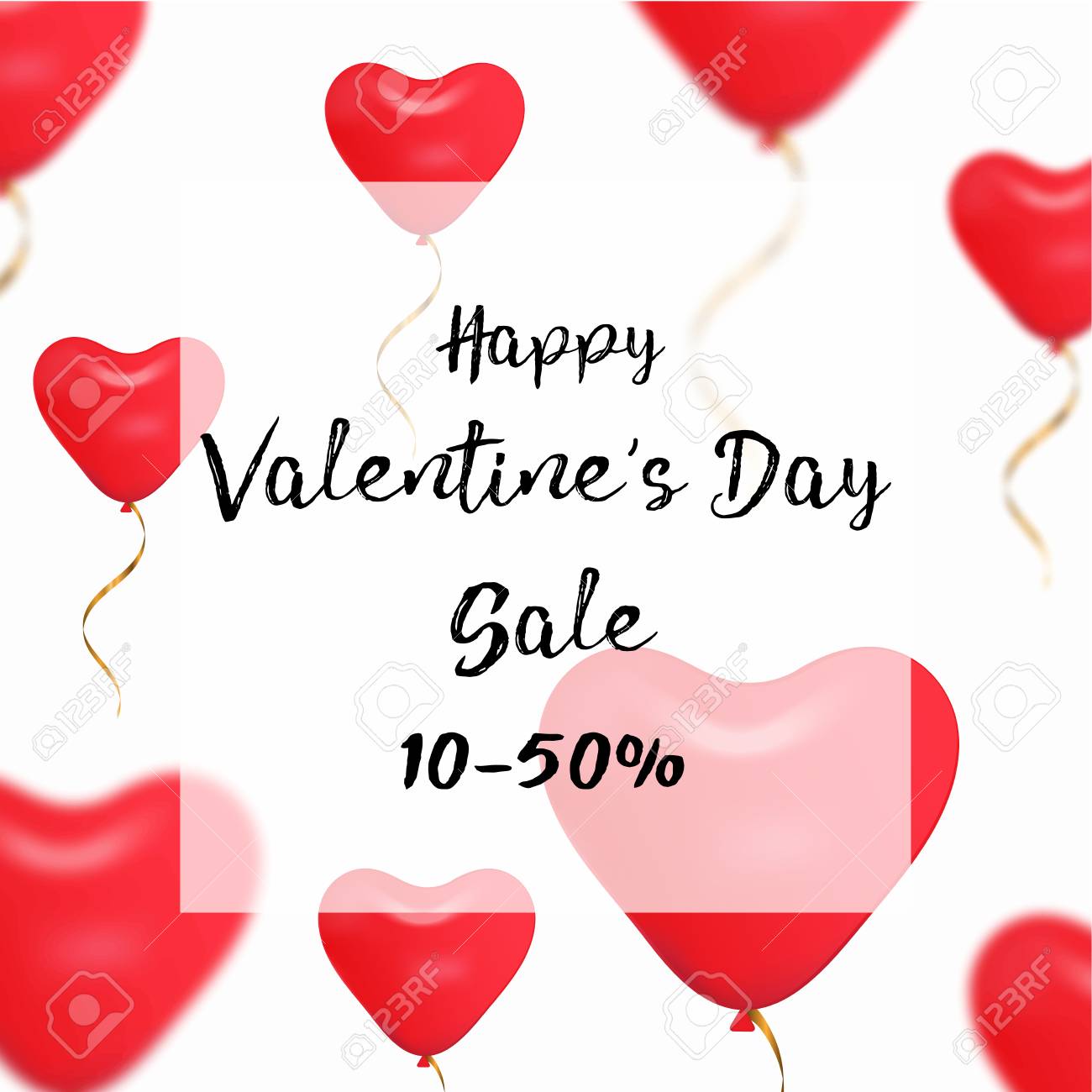 valentines day sale web banner of valentine red heart balloons