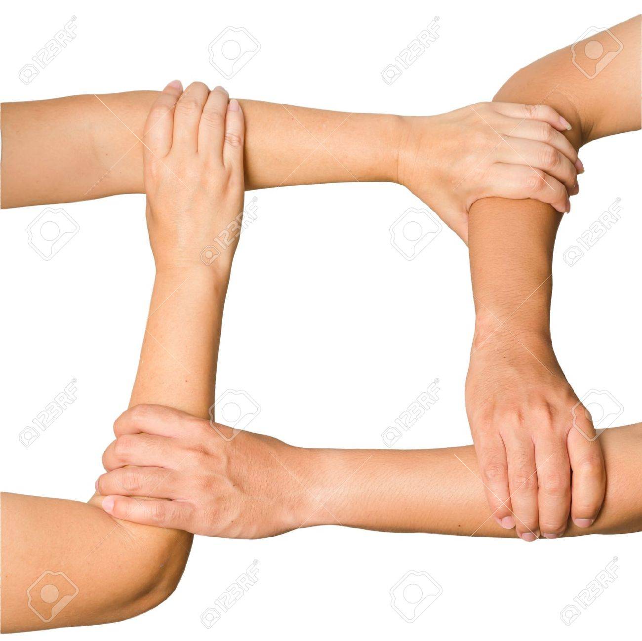 Human Hands Holding Each Other Showing Unity, Isolated On White