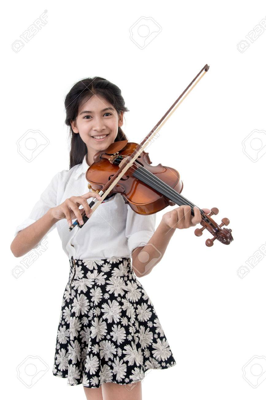 girl with violin isolated on white background - 47438215 girl with violin isolated on white background - 47438215