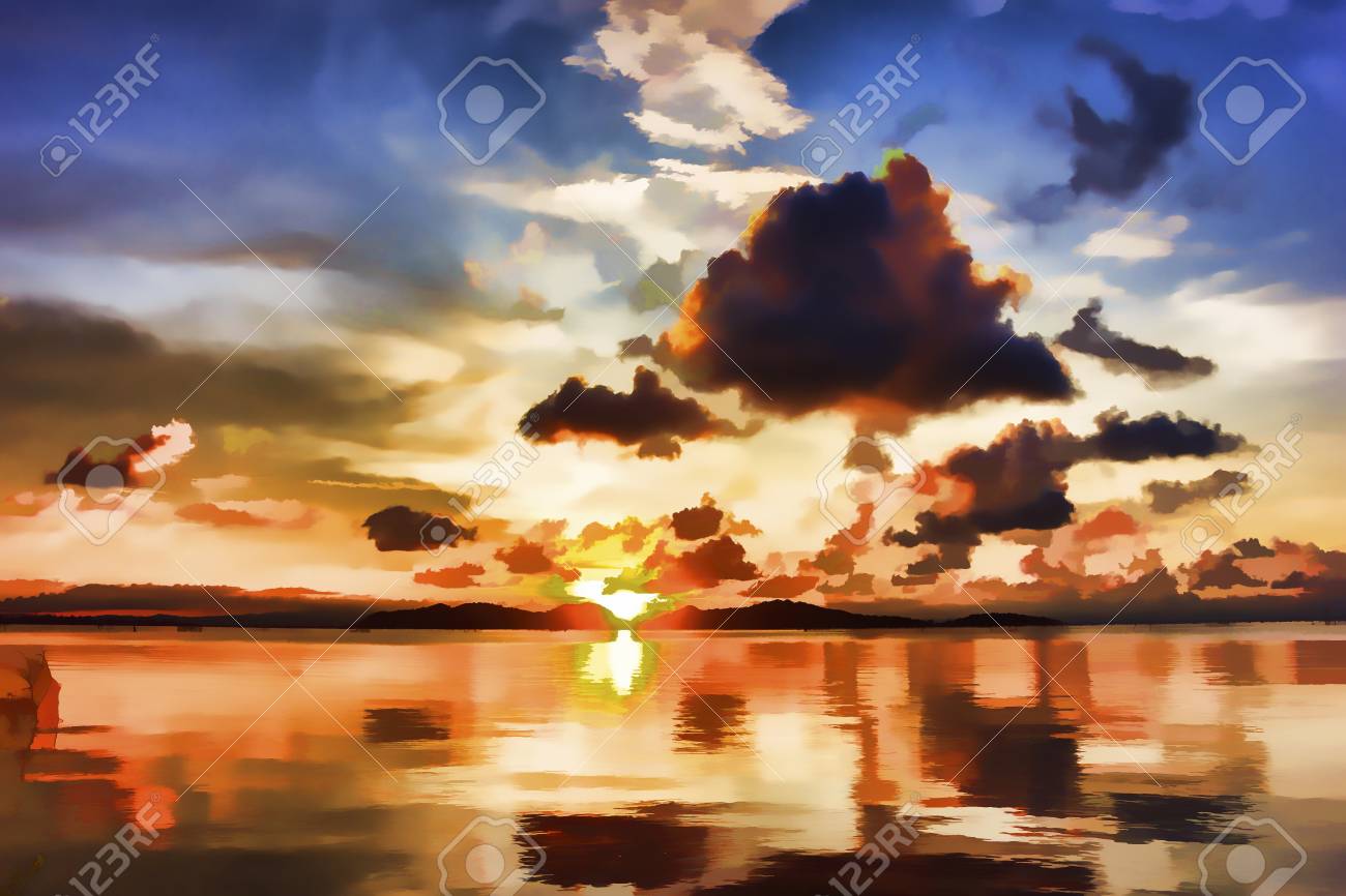 風景と夕焼けの絵ソンクラー湖 の写真素材 画像素材 Image 風景と夕焼けの絵ソンクラー湖 の写真素材 画像素材 Image