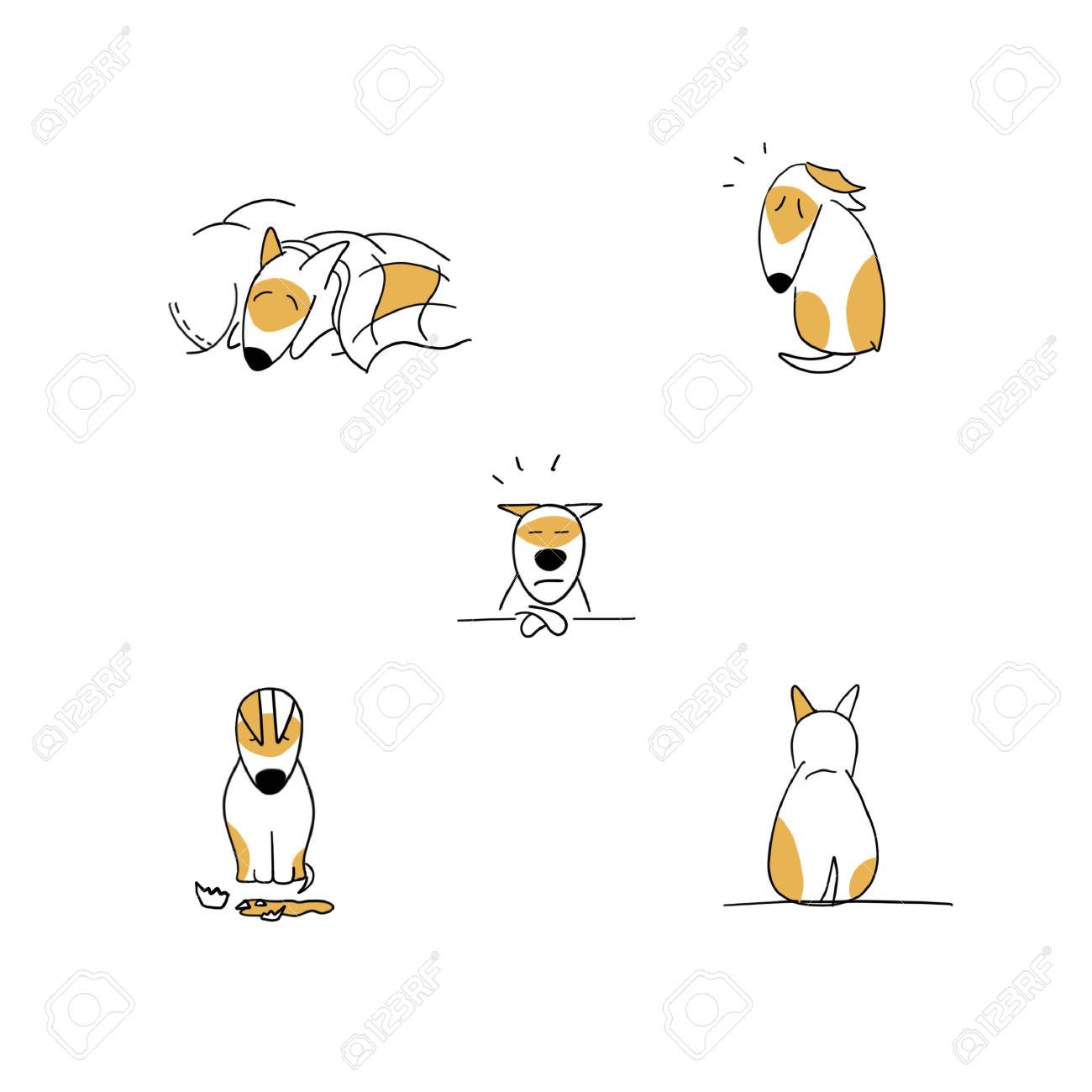 Set of sad puppy cartoon emotions illustration isolated on white - 115343688 Set of sad puppy cartoon emotions illustration isolated on white - 115343688