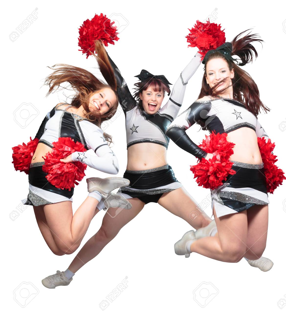 3人のチアリーダージャンプの写真素材・画像素材 Image 92844864
