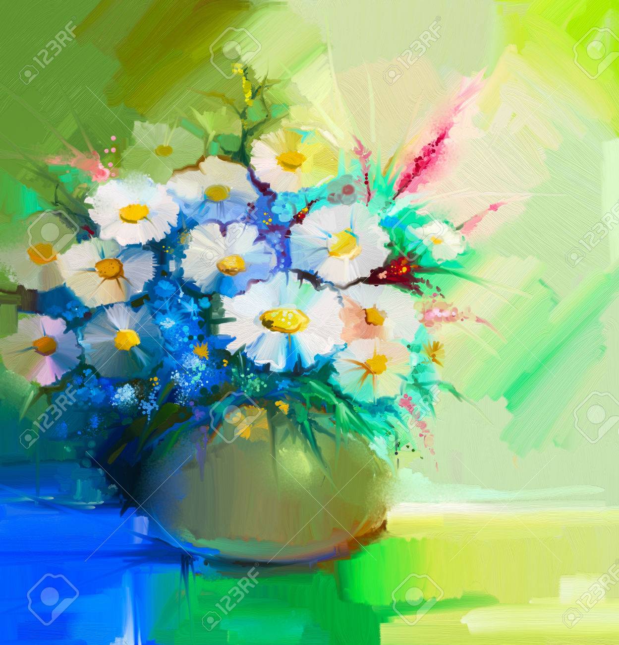 油絵　専用　カラフルな花瓶のお花　抽象画 油絵 専用 カラフルな花瓶のお花 抽象画