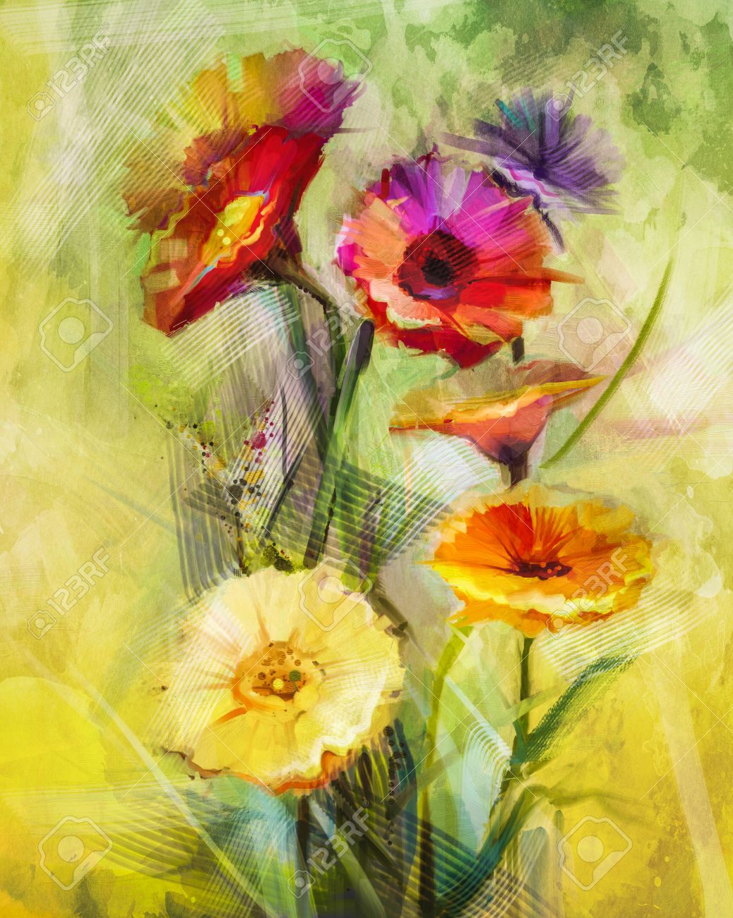 Tableau Peinture Aquarelle Fleurs Bouquet Jgv71 Napanonprofits
