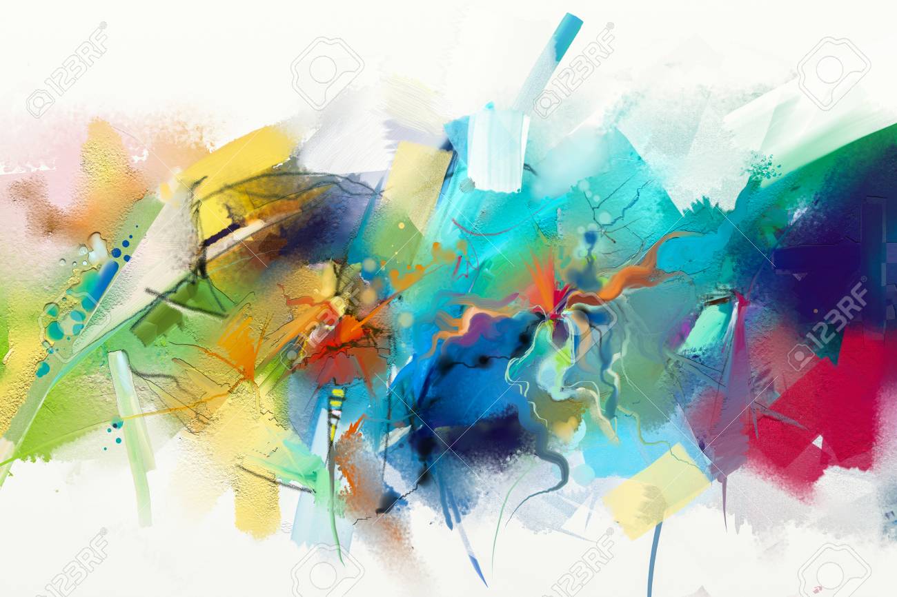 Abstract colorful oil painting on canvas texture. Hand drawn brush stroke, oil color paintings background. Modern art oil paintings with green, red and blue. Abstract contemporary art for background. - 87696687 Abstract colorful oil painting on canvas texture. Hand drawn brush stroke, oil color paintings background. Modern art oil paintings with green, red and blue. Abstract contemporary art for background. - 87696687