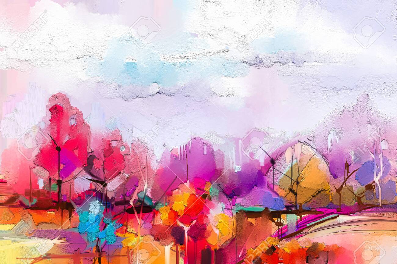 抽象的な油彩画 風景, image size:1300x866