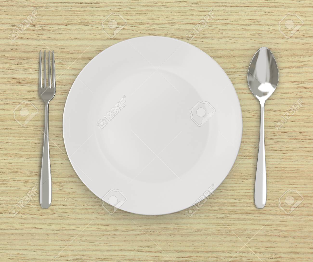Vista Superior Plato Vacío En El Fondo De La Tabla Fotos, retratos, imágenes y fotografía de archivo libres de derecho. Image 78399348
