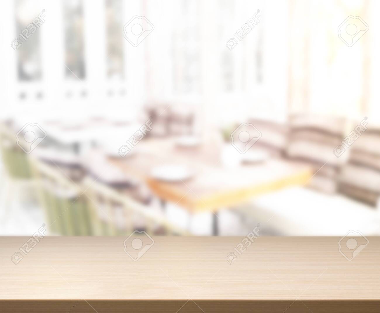 Table Top And Blur Dining Room Of The Background - 146800888 Table Top And Blur Dining Room Of The Background - 146800888