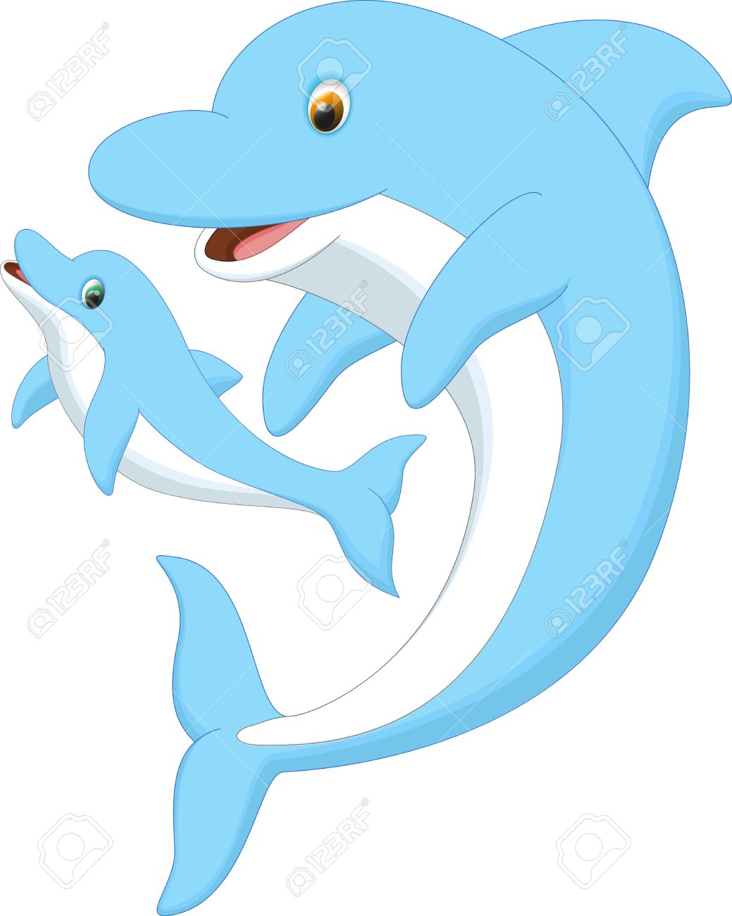 かわいいイルカの母親と赤ちゃん のイラスト素材 ベクタ Image かわいいイルカの母親と赤ちゃん のイラスト素材 ベクタ Image