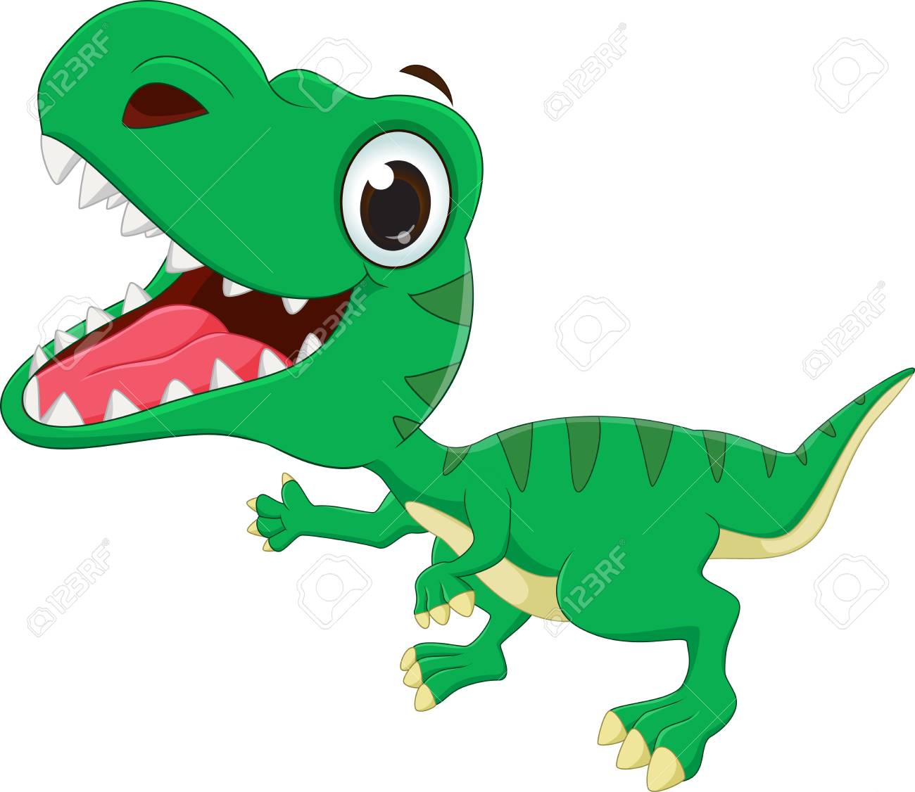 A happy cartoon dinosaur jumping and smiling Stock Vector Image & Art -  Alamy