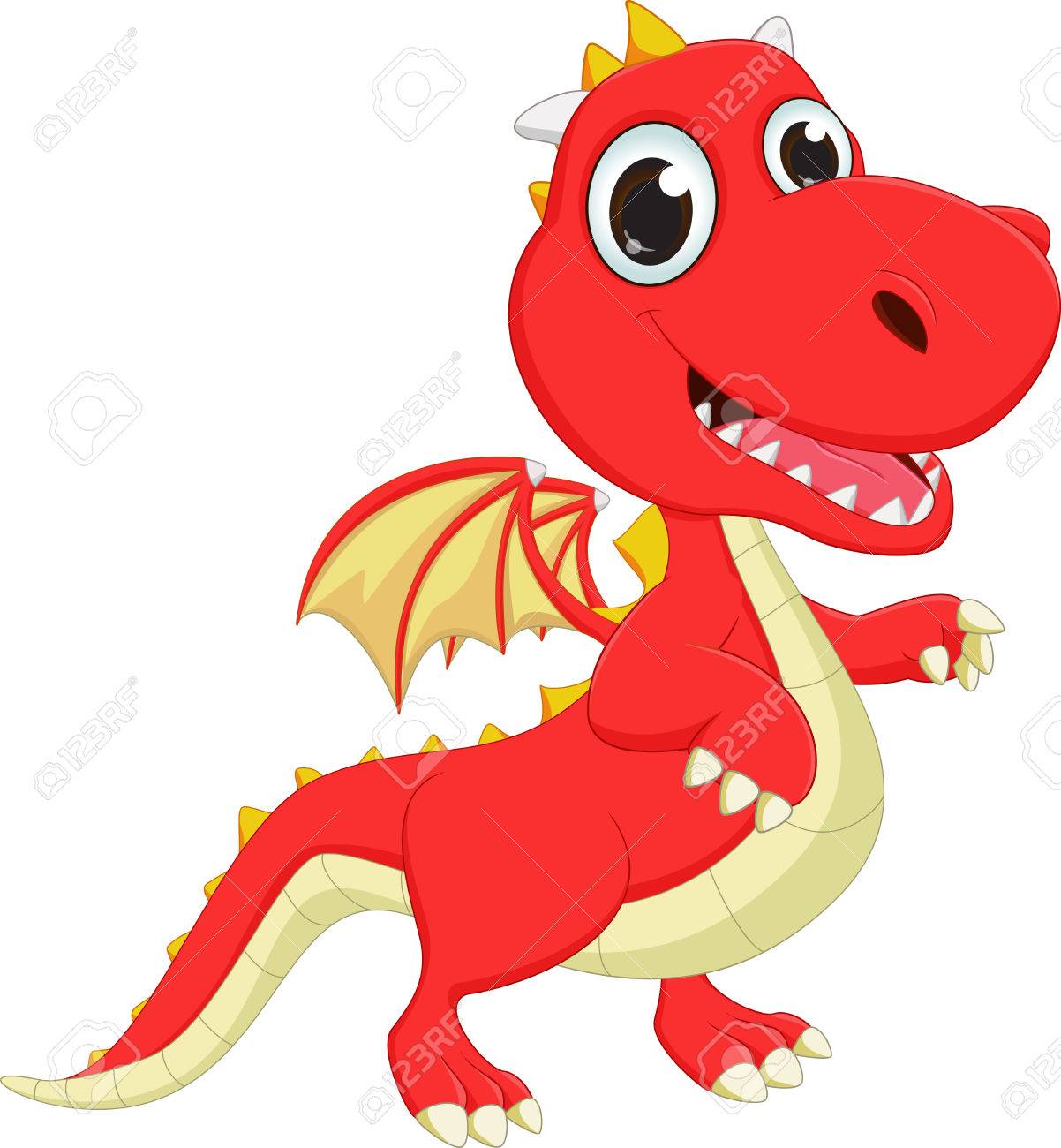 Cute Cartoon Red Dragon Posing Royalty Free Cliparts Vectors And Stock Illustration Image
