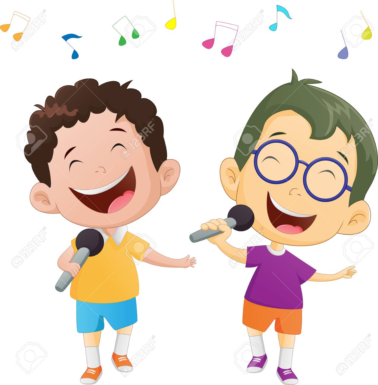 幸せに歌う男の子のイラストのイラスト素材 ベクタ Image 幸せに歌う男の子のイラストのイラスト素材 ベクタ Image