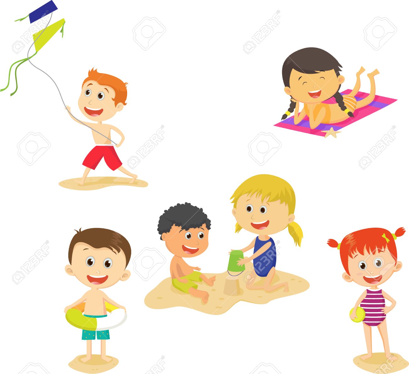 Sammlung Von Cartoon Kinder Die Spass Am Strand Sommer Lizenzfrei Nutzbare Vektorgrafiken Clip Arts Illustrationen Image 79854280