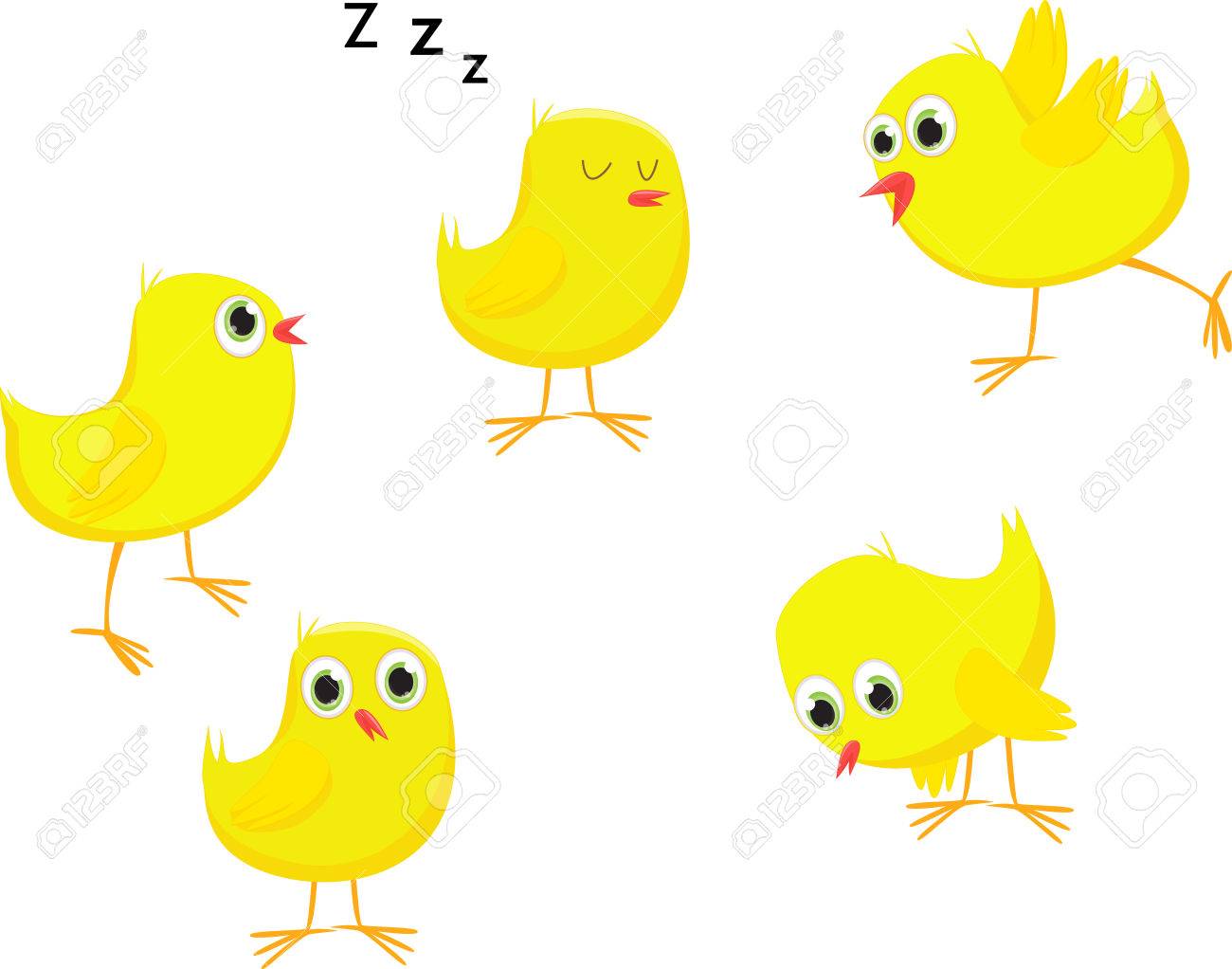 set of funny chickens cartoon royalty free cliparts vectors and