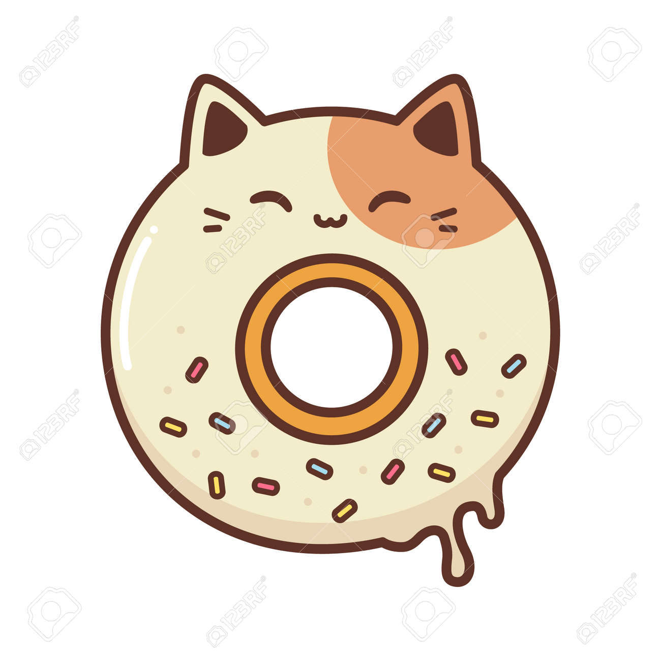猫の形をしたかわいいドーナツのイラスト素材・ベクター Image 182432524