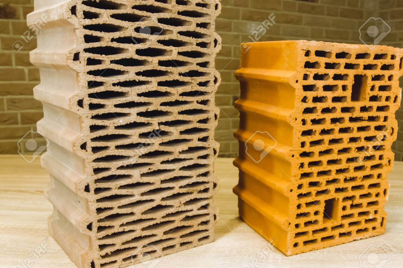 Samples of hollow bricks. Brick factory products. - 140765922 Samples of hollow bricks. Brick factory products. - 140765922