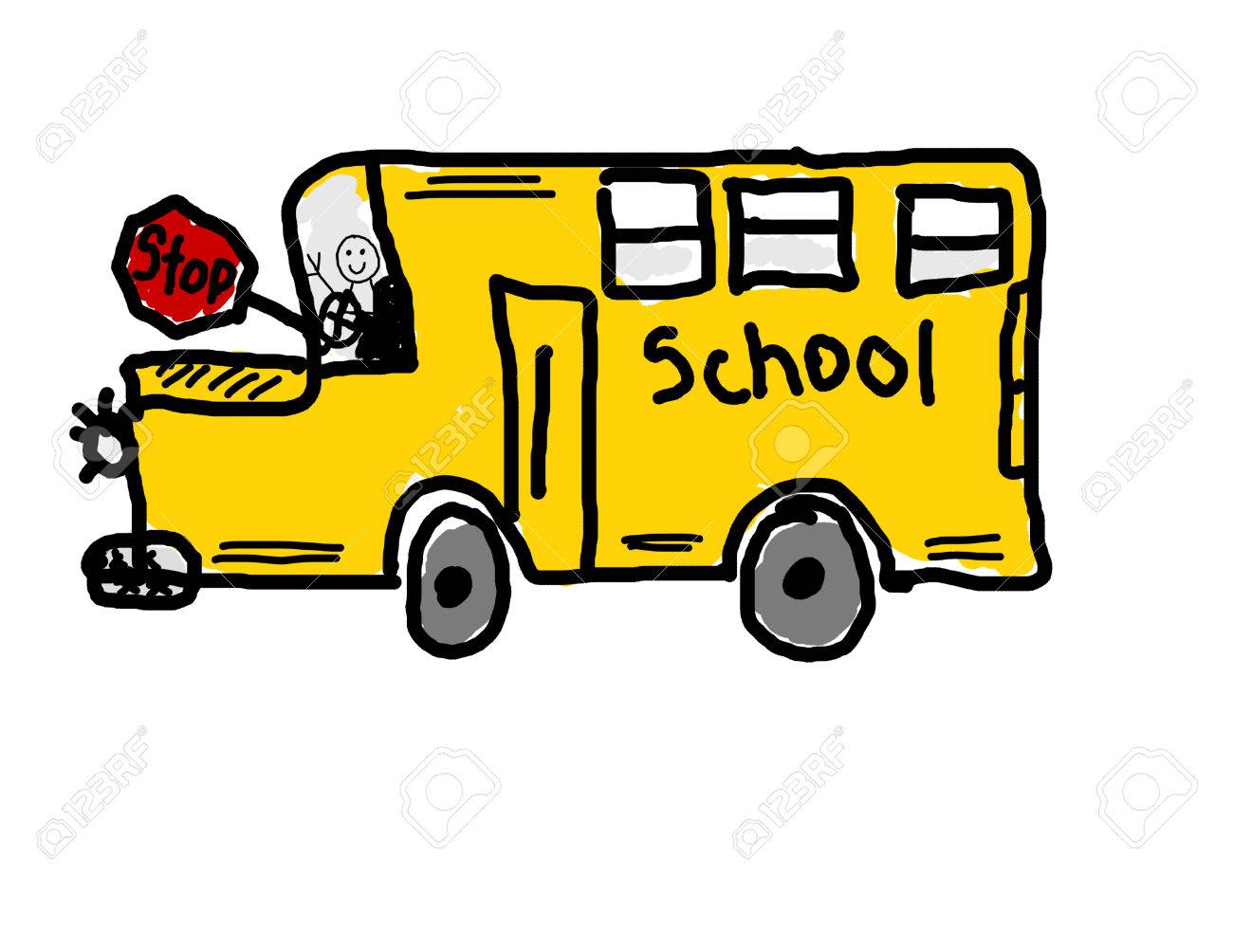 Child S Drawing Of School Bus Royalty Free Cliparts Vectors And