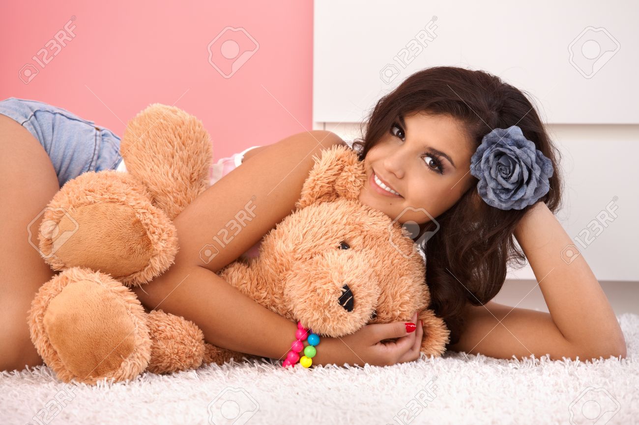 Sexy girl with teddy bear