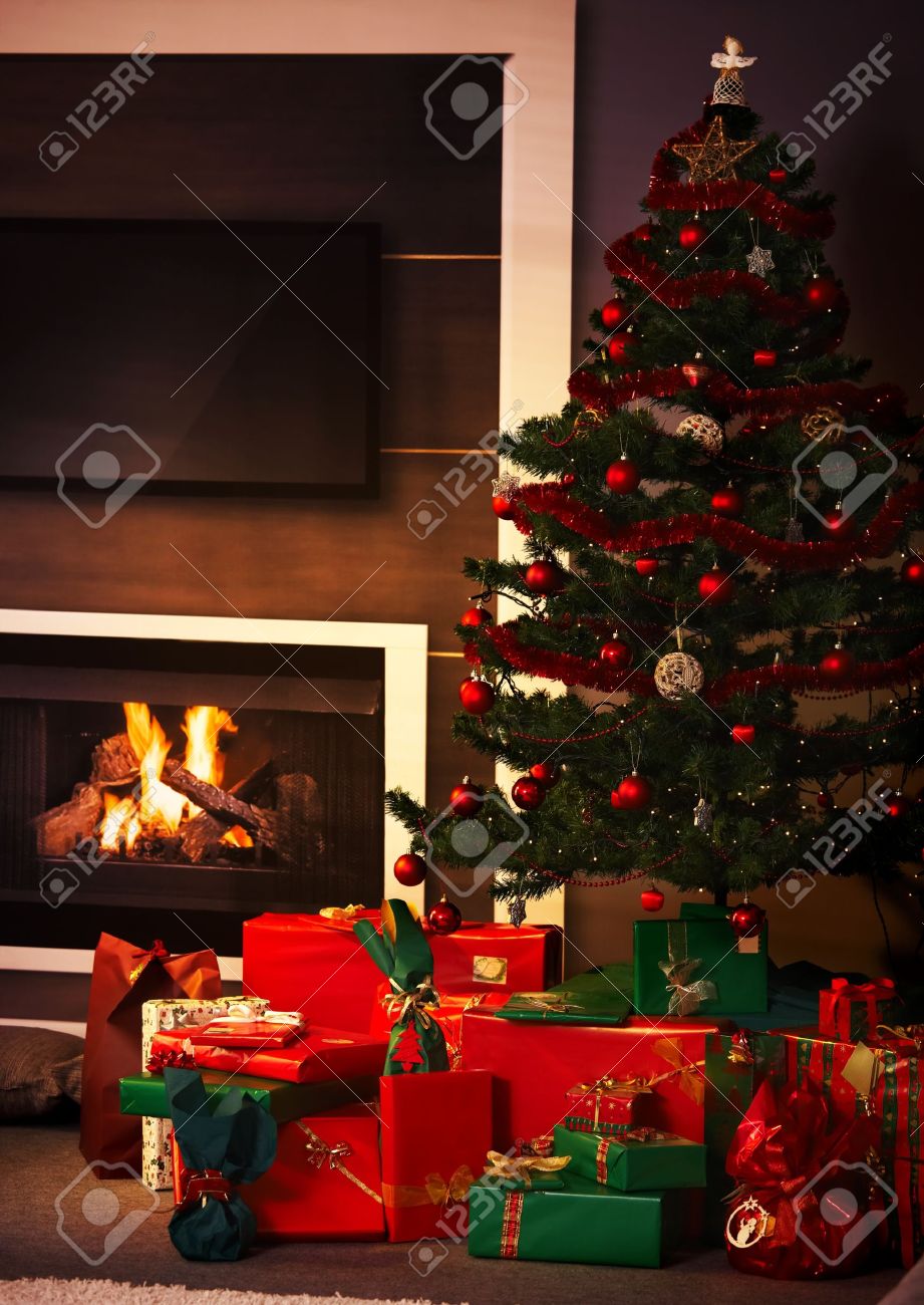 Christmas Tree In Living Room still life photo of presents and christmas tree in living room Christmas Tree In Living Room still life photo of presents and christmas tree in living room