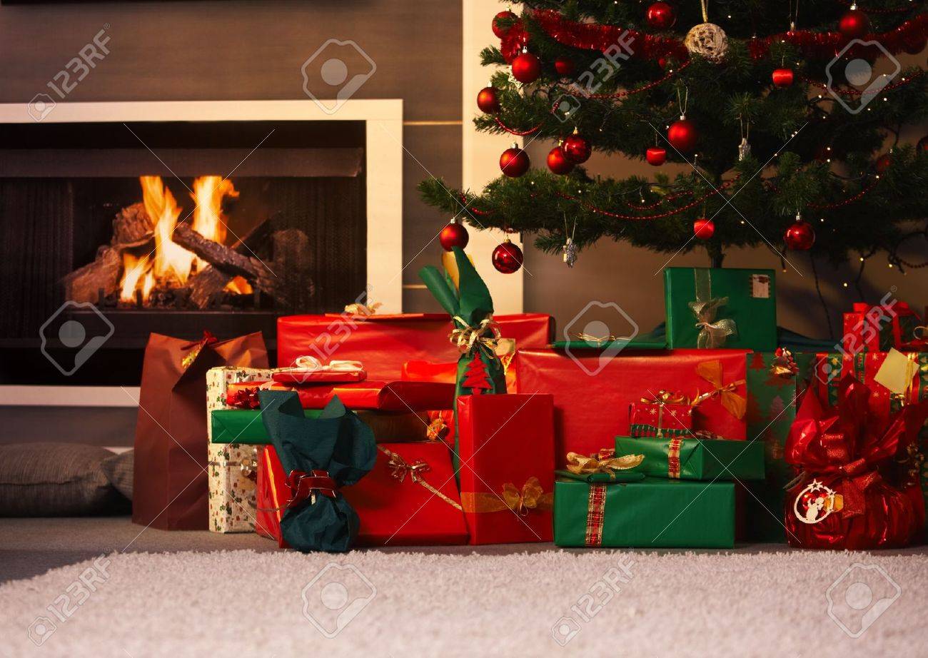 Christmas Tree In Living Room still life photo of presents and christmas tree in living room Christmas Tree In Living Room still life photo of presents and christmas tree in living room
