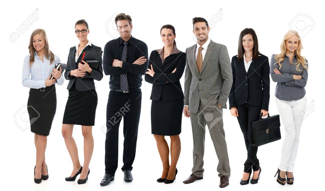 foto del equipo de jóvenes empresarios exitosos en el fondo blanco
