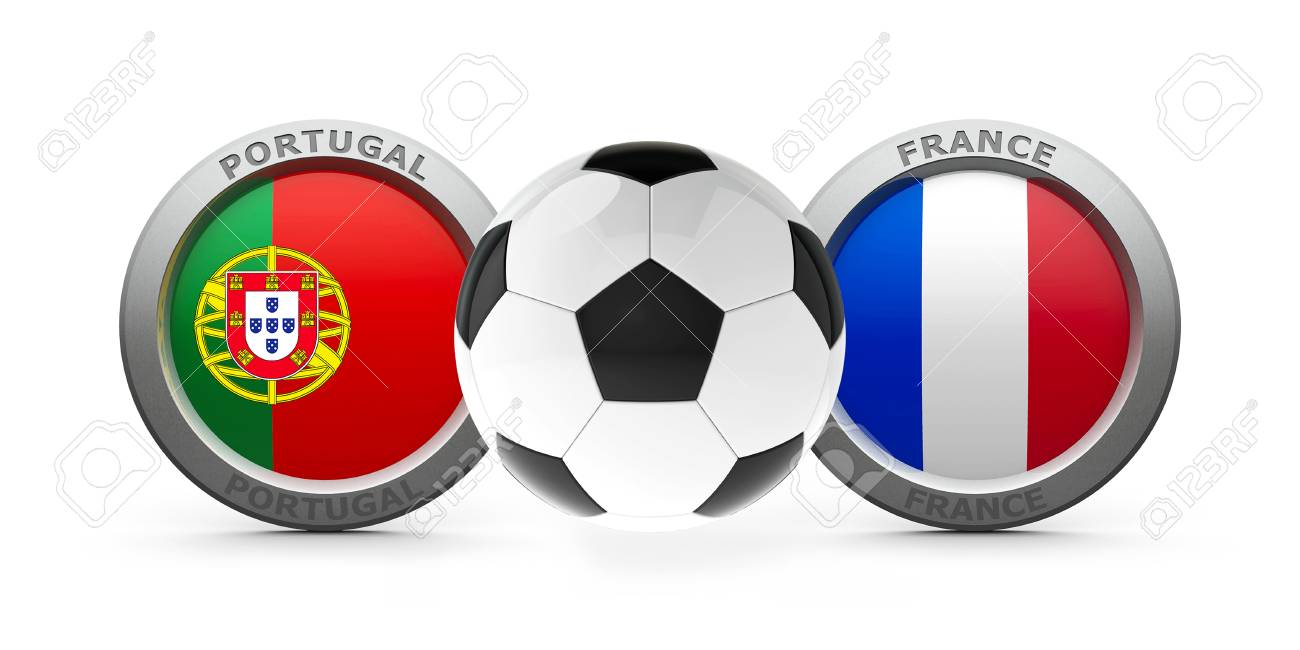 Emblems Flags Of Portugal And France With Football Isolated Stock Photo Picture And Royalty Free Image Image