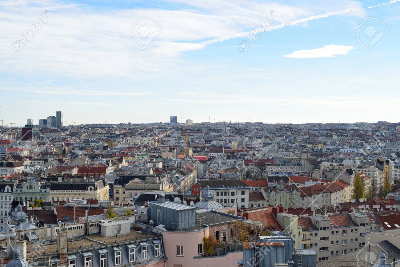 Aerial Scenic Panoramic View Of Vienna Seen From Haus Des Meeres