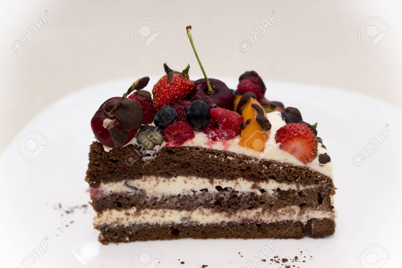 A Slice Of Birthday Cake Made In The House With Organic